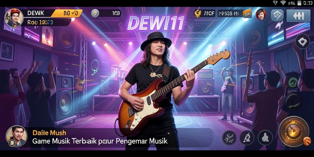 Tampilan gameplay DEWI11 dengan grafis dinamis dan interaksi musik.