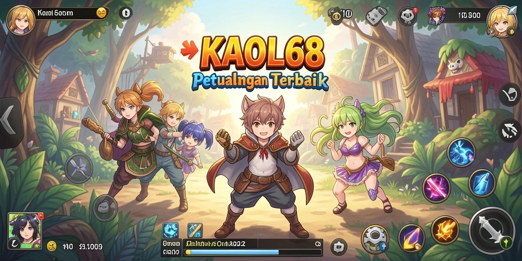 Tangkapan layar gameplay KAOL68 menampilkan aksi seru dalam dunia anime.