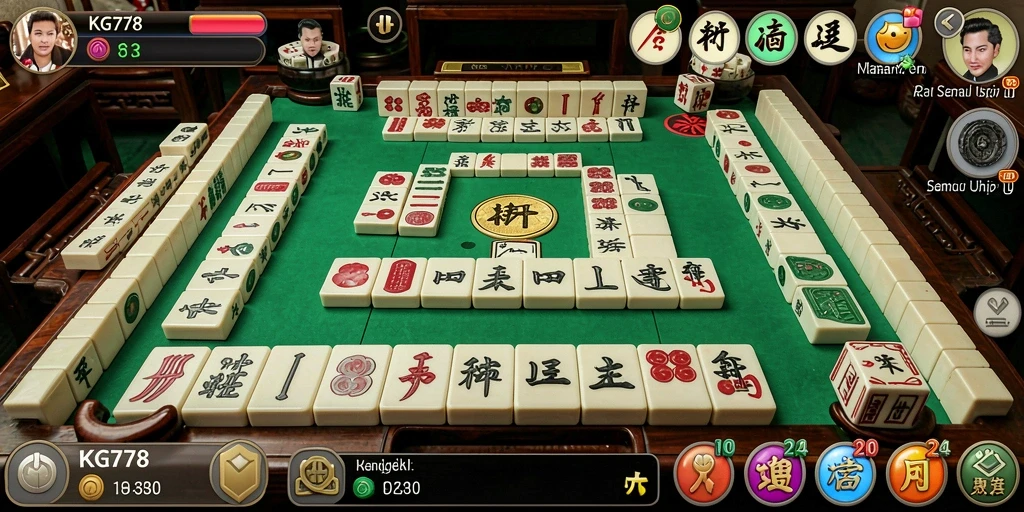 Tampilan gameplay menawan dari KG778 dengan ubin Mahjong berwarna-warni.