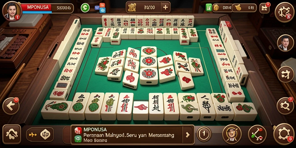 Tampilan gameplay MPONUSA yang menarik dan penuh tantangan Mahjong.