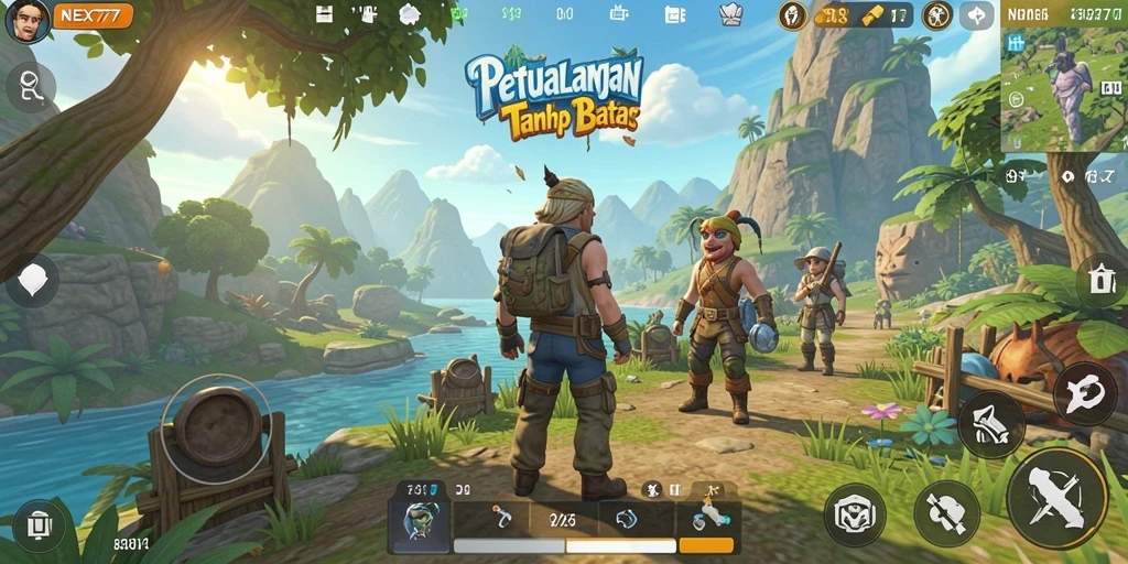 Tampilan gameplay NEX777 yang menarik di dunia terbuka.