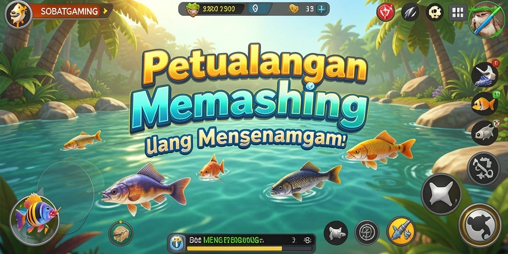 Tampilan gameplay SOBATGAMING yang seru dan menarik dalam memancing.